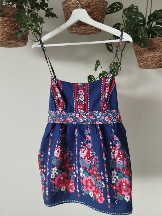 Letnia, wiosenna bluzka, top z bawełny, kolorowy w kwiaty, boho r.42 X