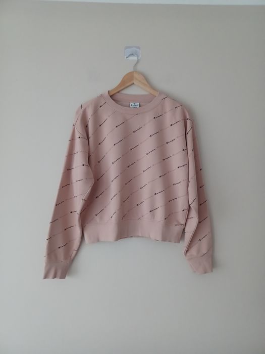 Bawełniana bluza casual streetwear L pudrowy roz Champion