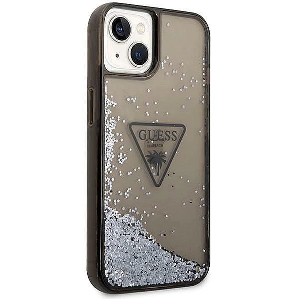 Etui Guess Liquid Glitter Palm Collection na iPhone 14 Plus - czarne