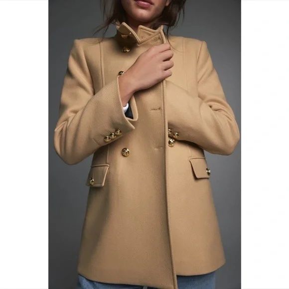Вкорочене вовняне пальто Наполеон Zara manteco