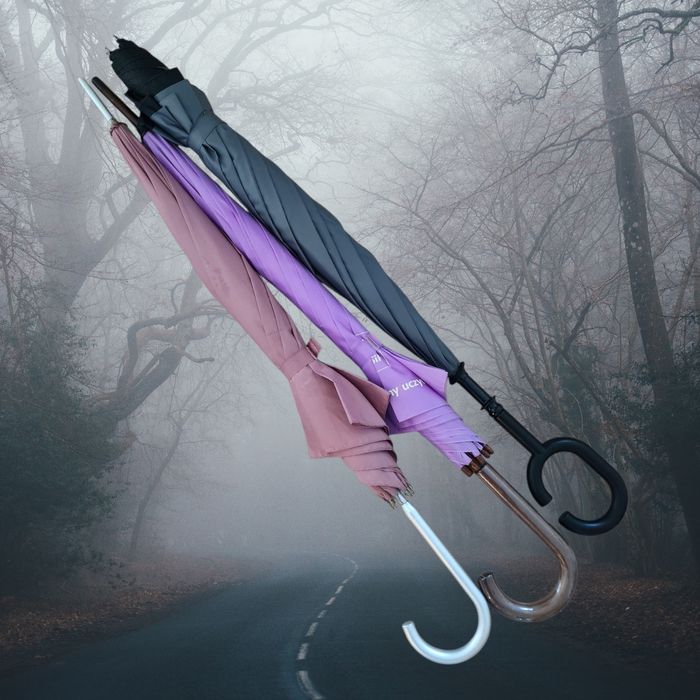 3x parasol automat długi laska czarny, różowy, fioletowy komplet