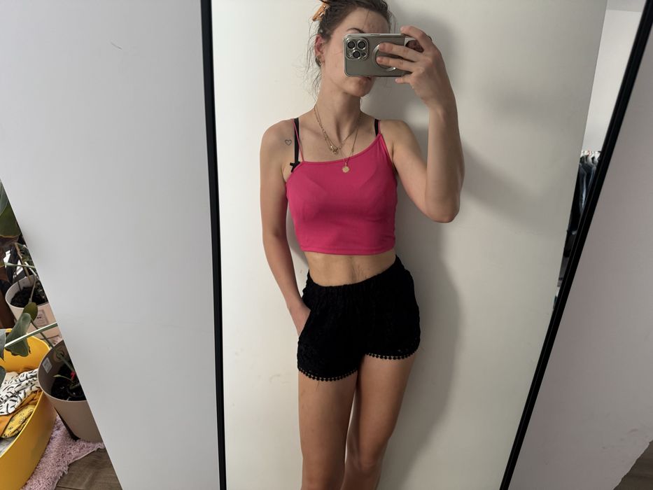 Bluzeczka top crop różowy prążek