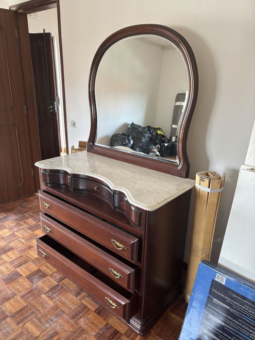 Cómoda Madeira E Mármore