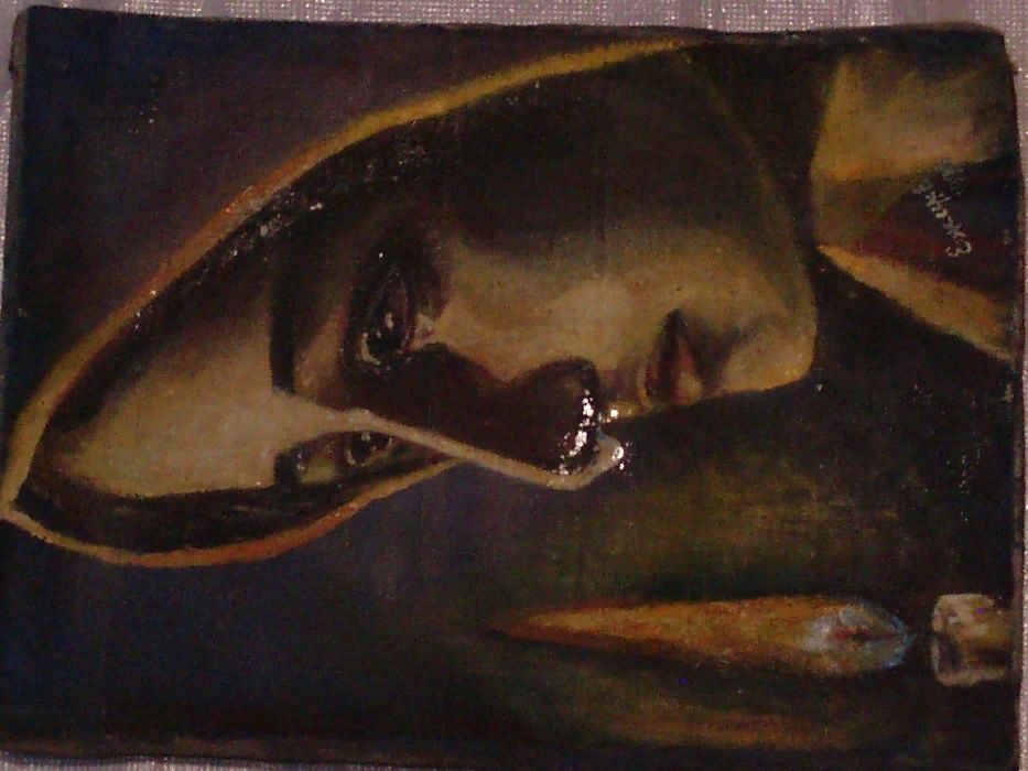 картина Молящаяся  Свята за Мир на Планеті (на плотном холсте 90е)