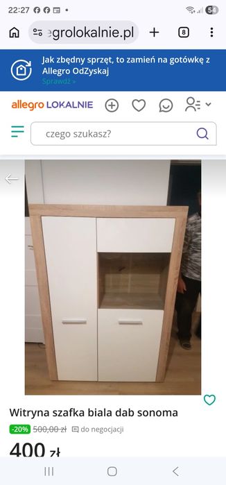 Witryna szafka sonoma biala