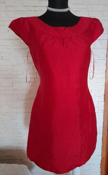 Elegancka czerwona sukienka tunika z kieszeniami 38/40 na swieta Oasis