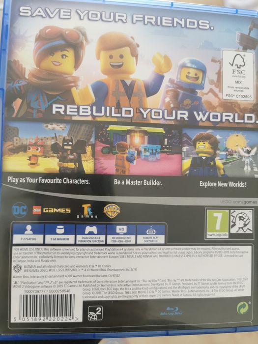Jogo PS4 Lego movie 2 como novo