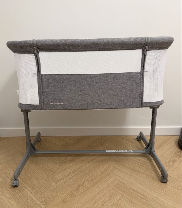 Łóżeczko dziecięce niemowlęce dostawne Moby-System LUNA 3w1 - szare
