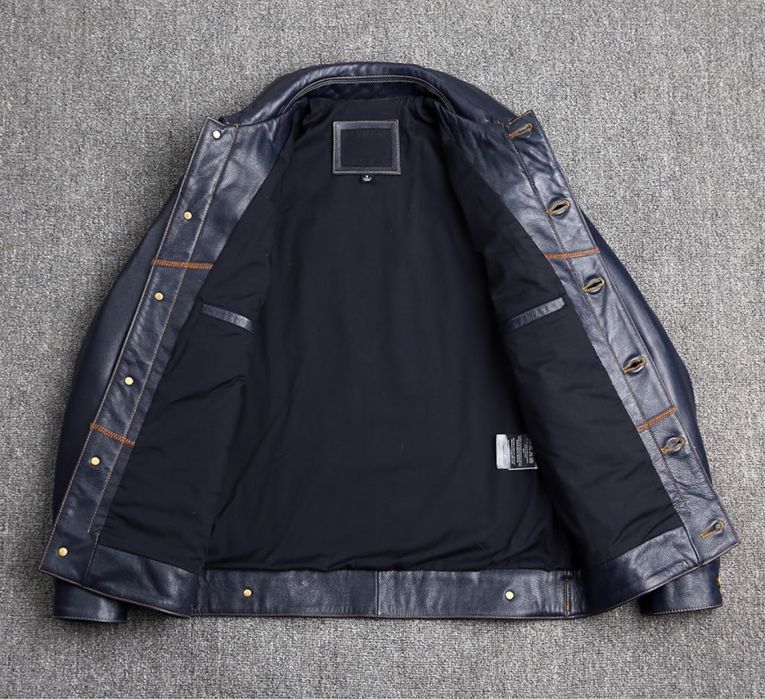 Męska skórzana kurtka marynarka niebieska skóra naturalna klasyczna