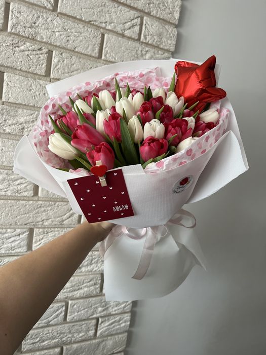 Тюльпани з доставкою у Львові, букет на валентина
