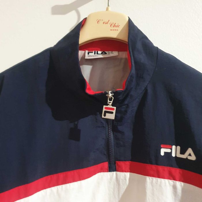 Pullover branco e azul com fecho masca fila Portes Gratis