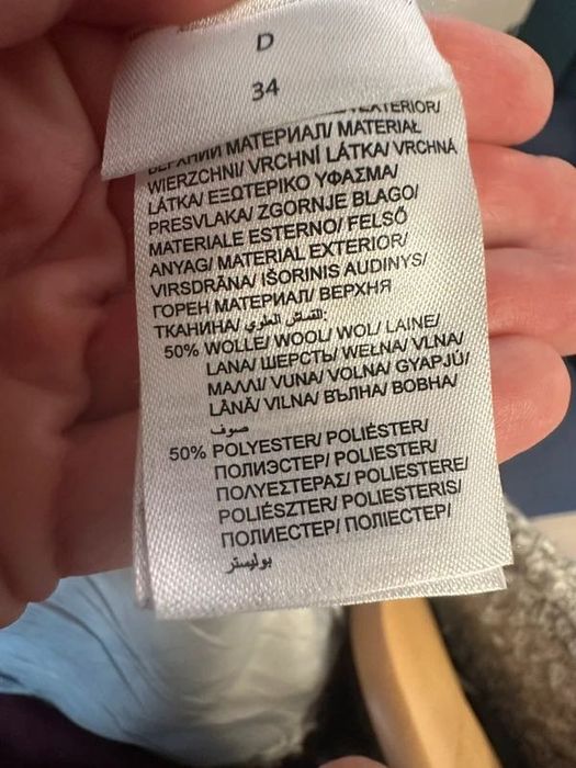 Płaszcz boucle wełna Montego jesienny szary pasuje na 36