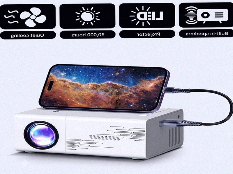 Projetor Portátil para Casa, Escritório e Festa — Smartphone e Tablet