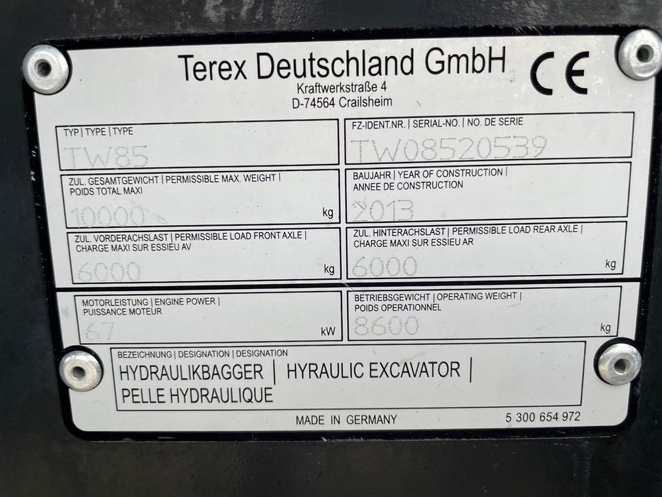 Продам колісний екскаватор Terex TW 85
