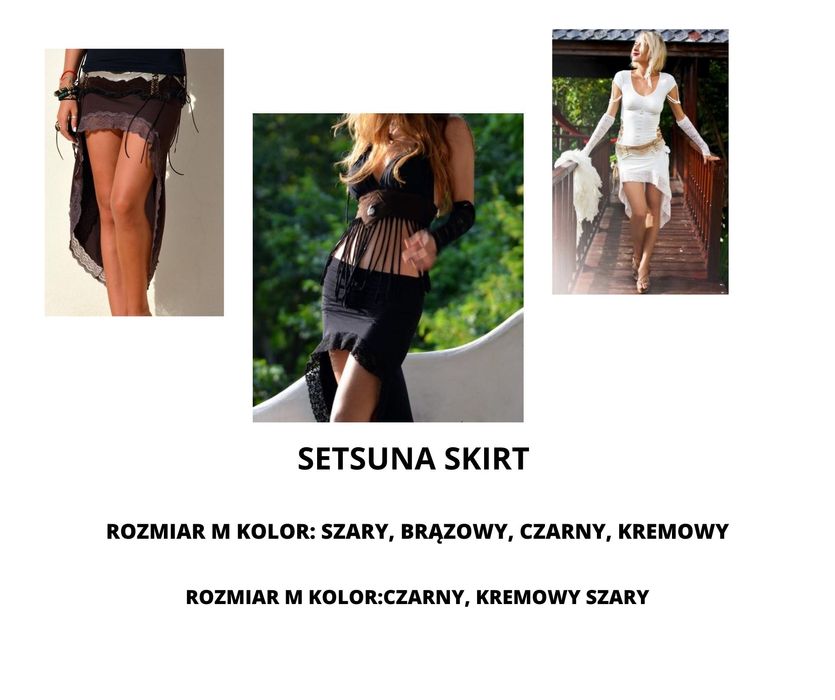 Spódnica asymetryczna wykończona koronką