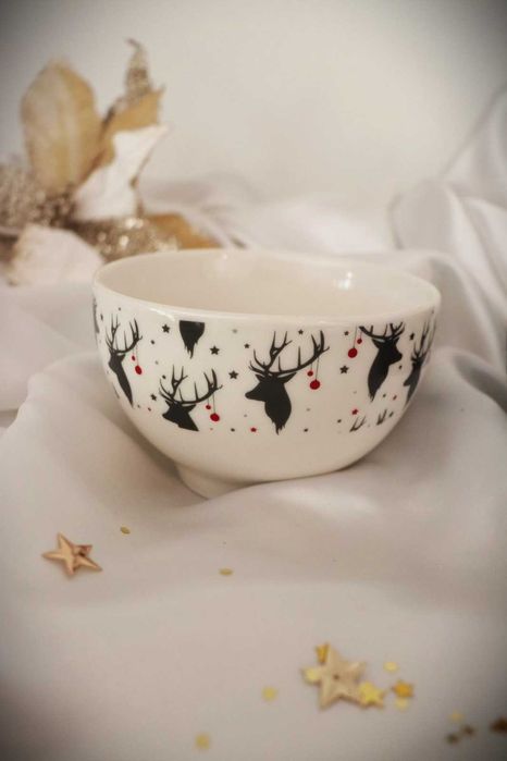 Tigela Porcelana Renas tema Natal