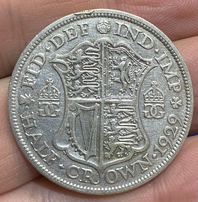 English Half Crown Coin 1929 Silver