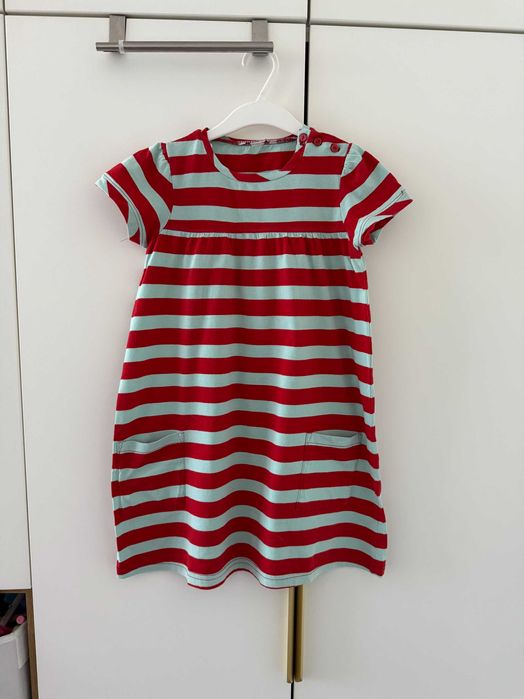 Sukienka z krótkim rękawem dla dziewczynki w paski 116/122