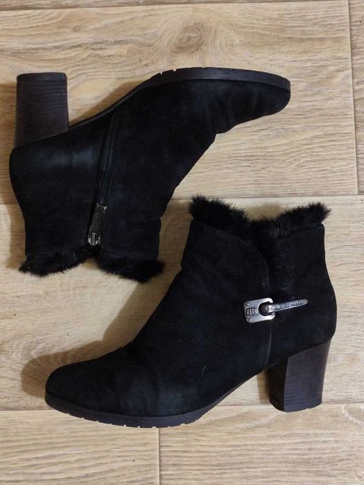 Сапоги зимние на каблуке Baldinini (Италия) натуральная замша и мех.