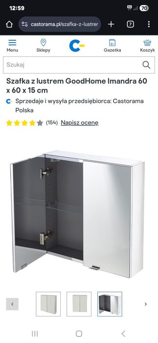 Szafka z lustrem Imadra GoodHome 60x60x15