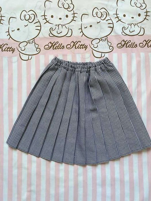 Biało-czarna spódniczka tennis skirt na gumce w pepitkę XS/S 34/36