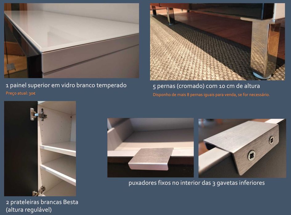 Aparador IKEA BESTA branco e preto brilhante SELSVIKEN