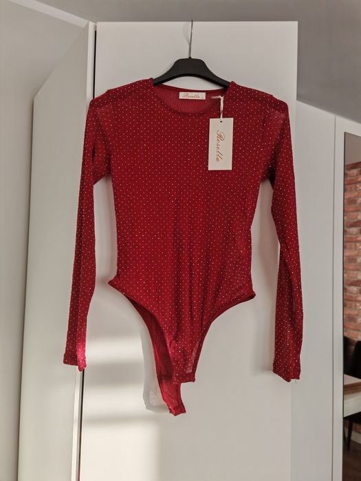 Bordowe body tiulowe cekinowe blink bling xs s m