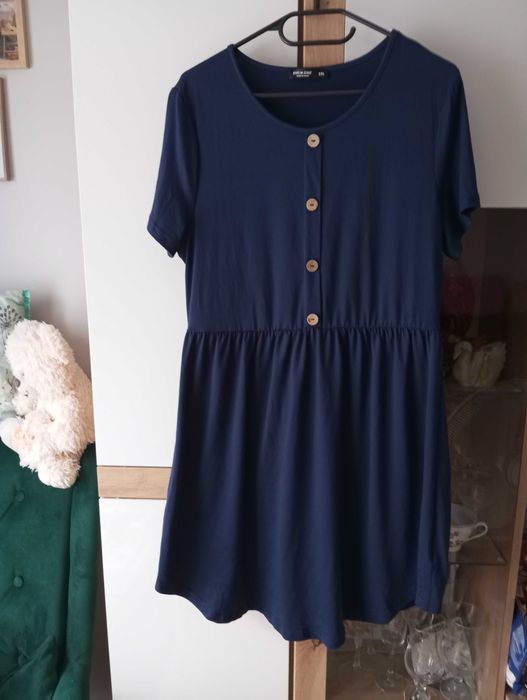 Shein Curve, granatowa sukienka XL