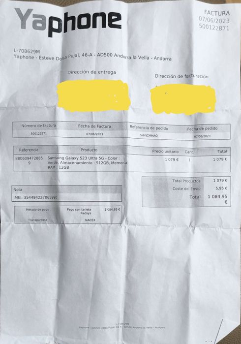 Samsung s 23 ultra com Fatura