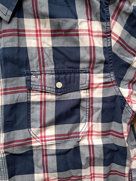 Koszula Tommy Hilfiger XL kratka krótki rękaw granat Bawełniana