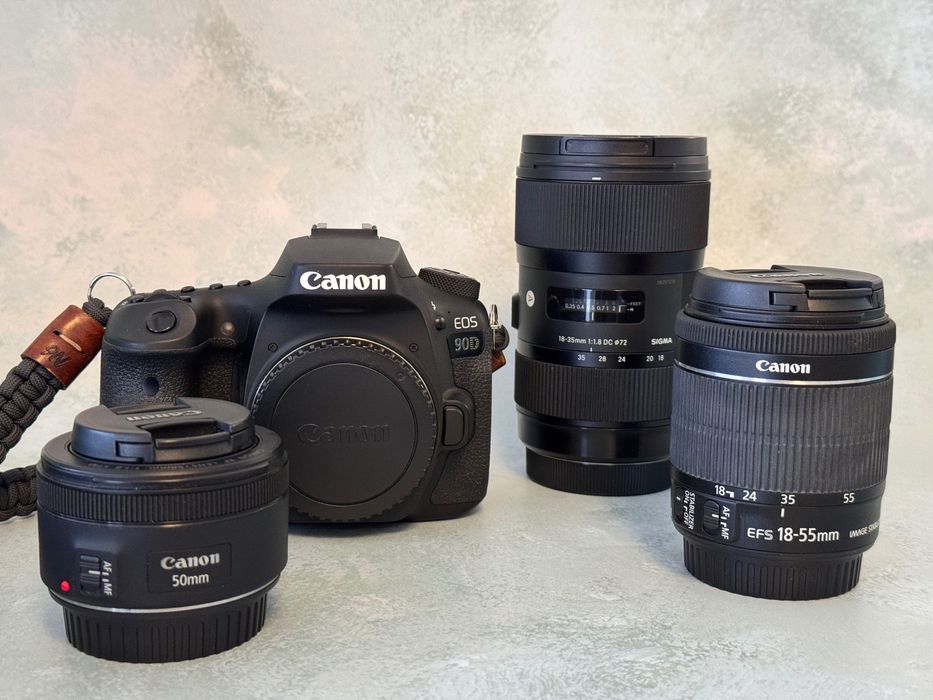 Canon EOS 90D + Sigma 18–35 f/1.8 + 50mm 1.8 + 18–55 | Kit Completo