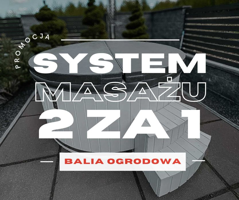 Balia ogrodowa 8 os. | Piec 35kW | Hydromasaż + Aeromasaż | LED