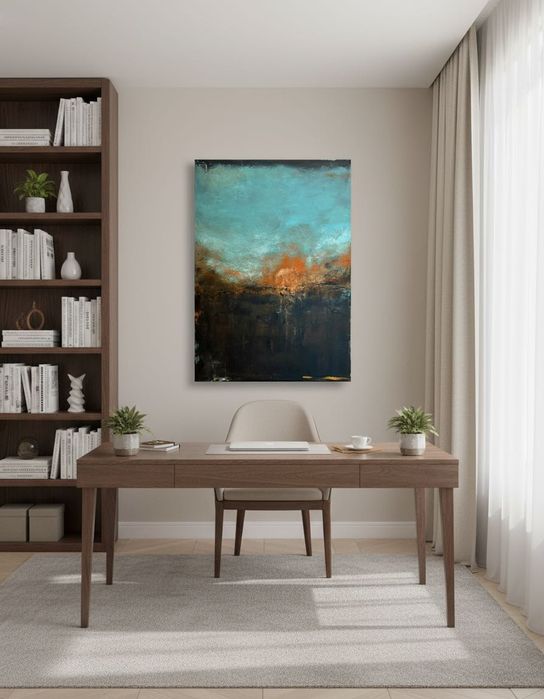 Obraz abstrakcyjny "Tamtego świtu" 50 x 70 na płótnie ręcznie malowany