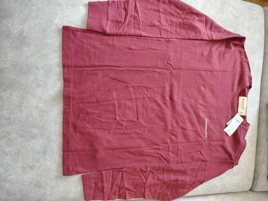 Abercrombie & Fitch longsleeve męski S bordowy NOWY z metkami