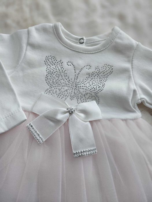 Sukienka bawełniana, tiulowa dla dziewczynki 74- 9miesiecy