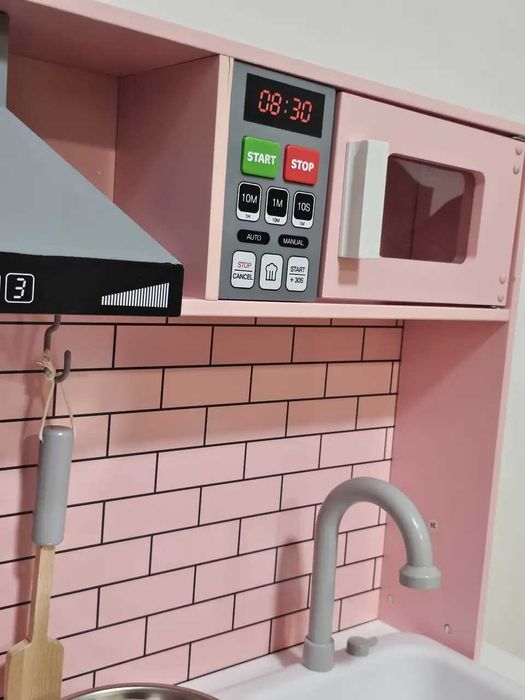 Дитяча дерев'яна кухня Модена Pink, звукові та світлові ефекти, вода