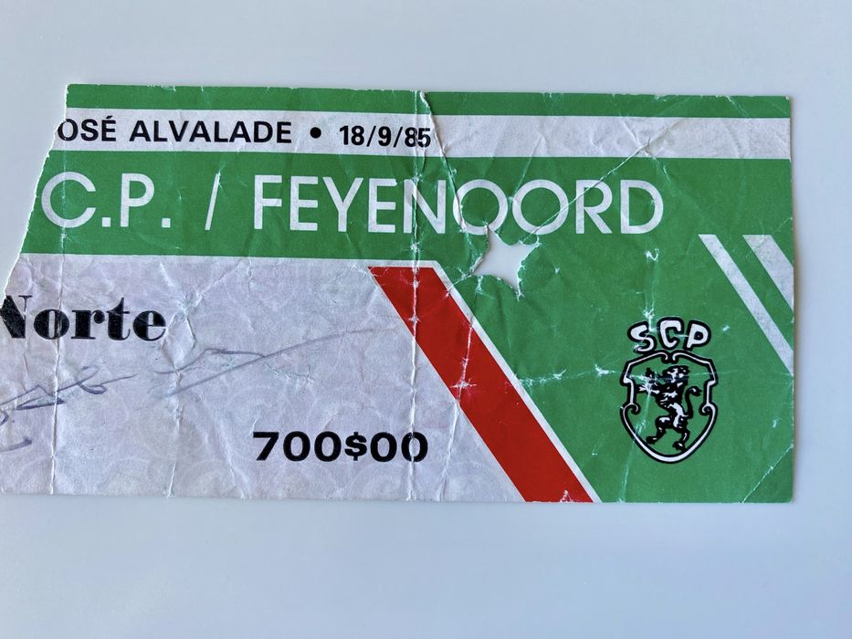 Bilhetes do SPORTING clube Portugal competições Europeias 1985