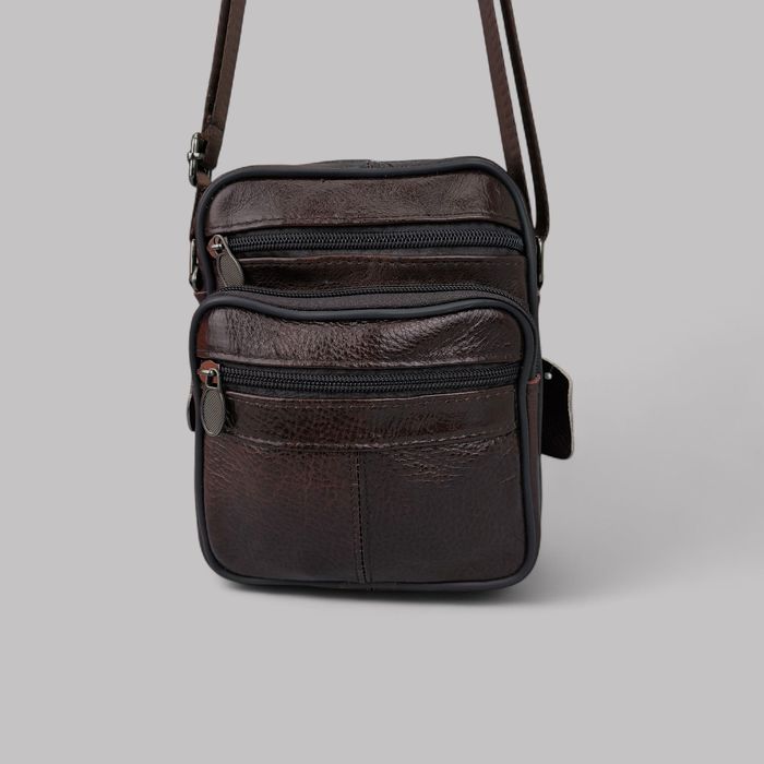 Сумка чоловіча шкіряна мужская кожаная через плече коричневая барсетка