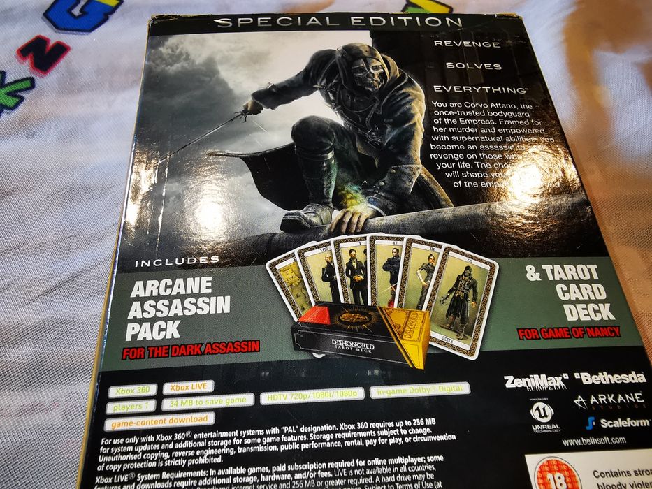 Dishonored SPECIAL Edition XBOX 360 gra + karty do Tarota i Pokera (rzadkość na rynku) TANIO