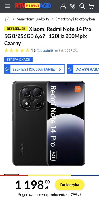 Xiaomi Redmi Note 13 Pro 5G pamięć RAM 12 GB / 256 GB aparat 200 Mpix