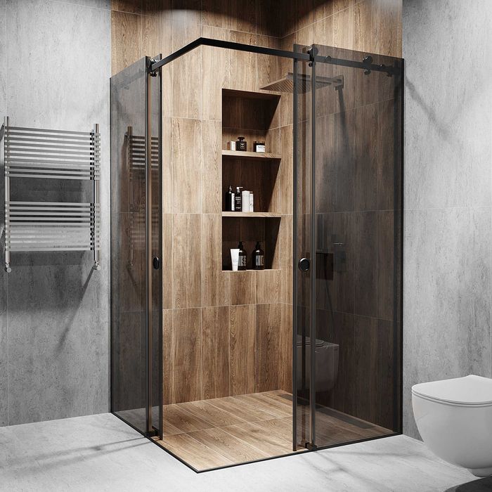 Кутова розсувна душова кабіна під замовлення|Скло+ фурнітура в кольорі