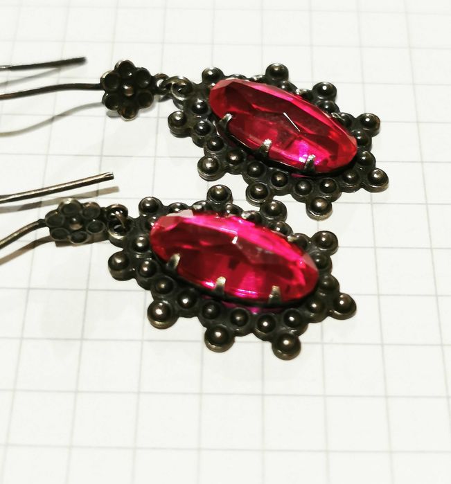 Серьги серебро СССР : рубин, раухтопаз.