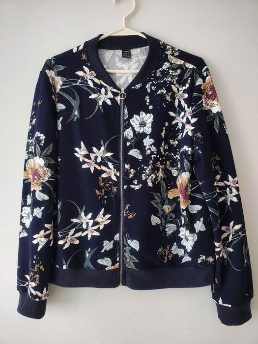 Bluza bomberka cienka wzorzysta kwiaty shein L