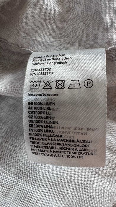 Koszula męska, z krótkim rękawem 100% len, H&M r L-idealny stan