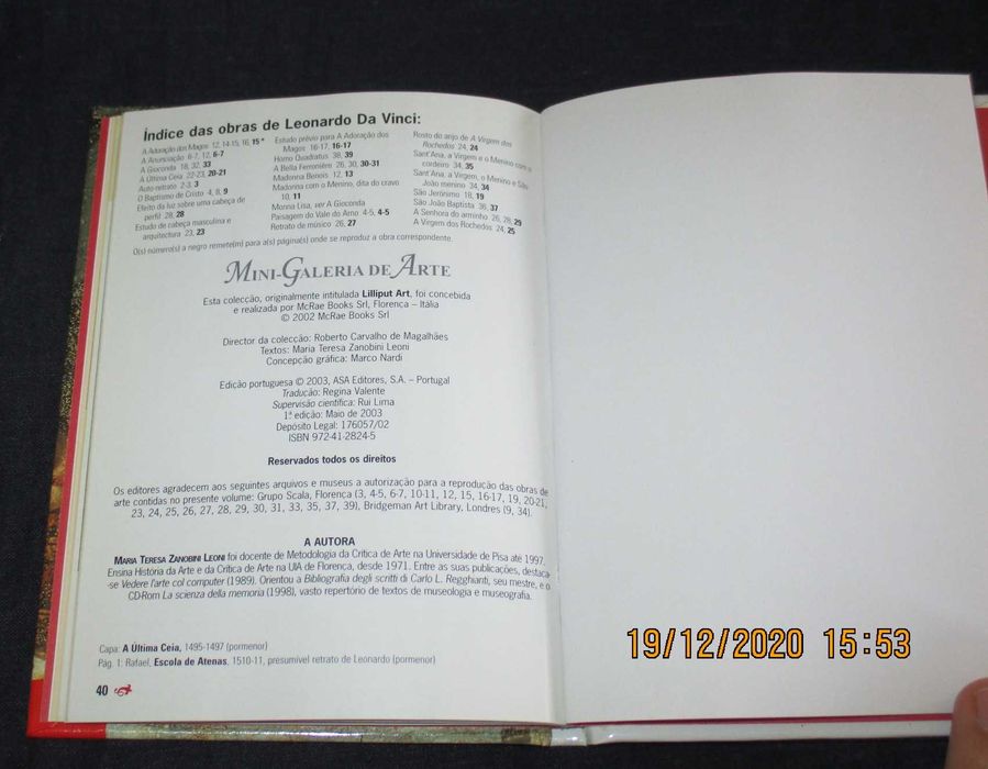 Livro Leonardo Da Vinci Mini-Galeria de Arte Asa