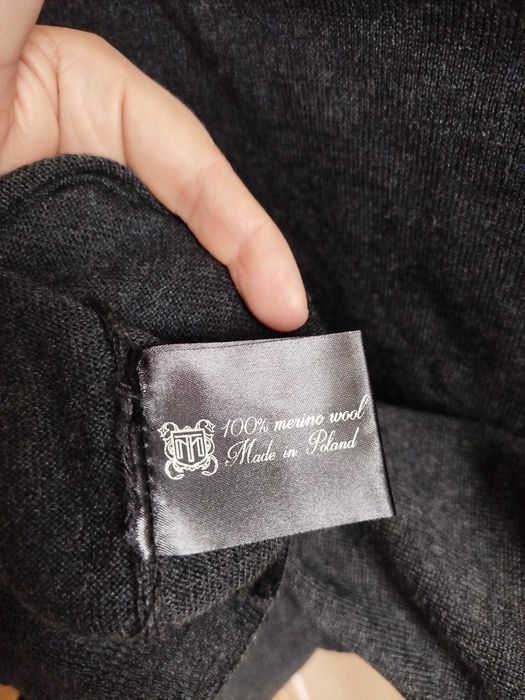 Sweter męski 100% merino czarny melanż L