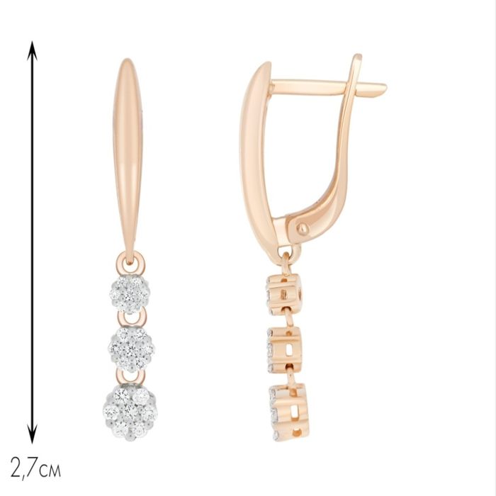 Золотые серьги с бриллиантами 3.54 гр. Новые