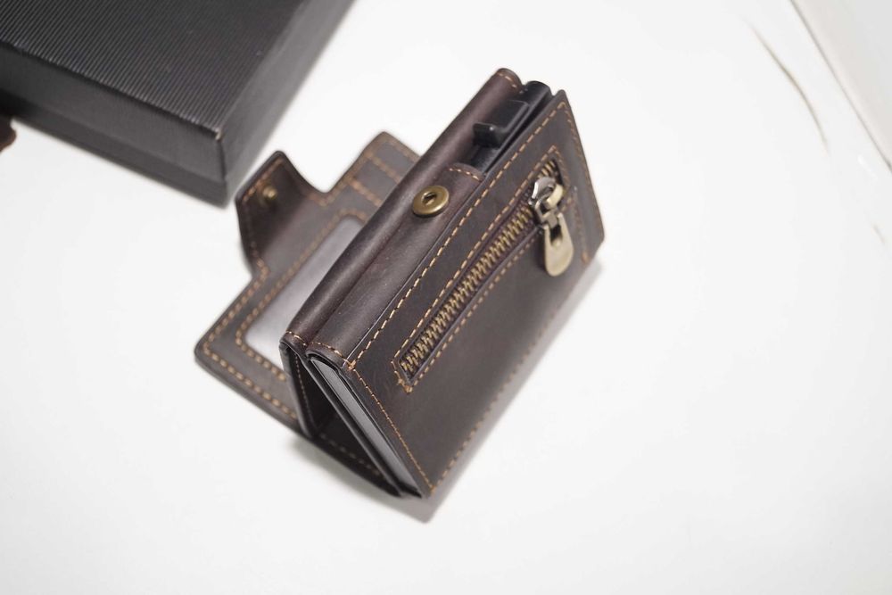 Mały Portfel męski skórzany etui na karty HUMERPAUL ochrona RFID