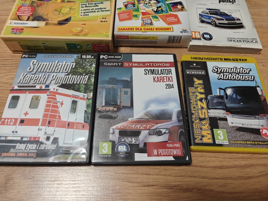 Zestaw używanych gier PC  symulatory i edukacja  logika  stan bardzo d