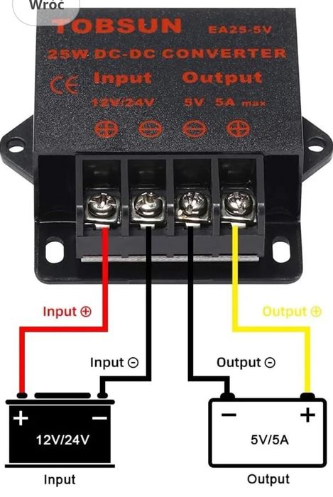 Regulator napięcia 12V/24V do 5V 12V do 5V 24V do 5V 3A 5A 10A 15A DC